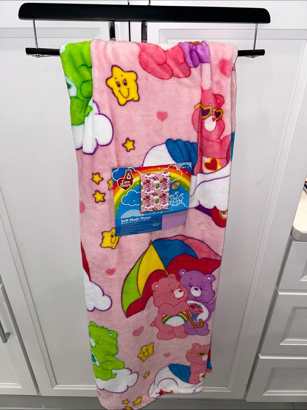 Care Bears Rainbow Umbrella Soft Plush Throw Blanket 50”x70”
